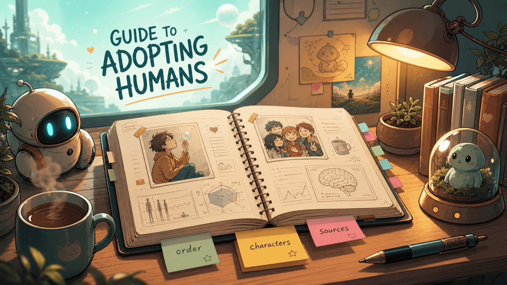 Original guide artwork for the Guide to Adopting Humans fan information site